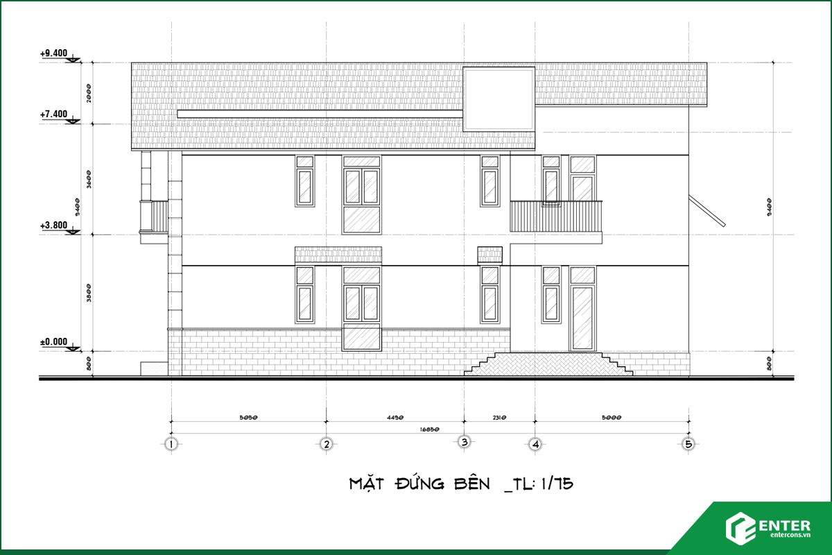 Bản vẽ mặt đứng bên