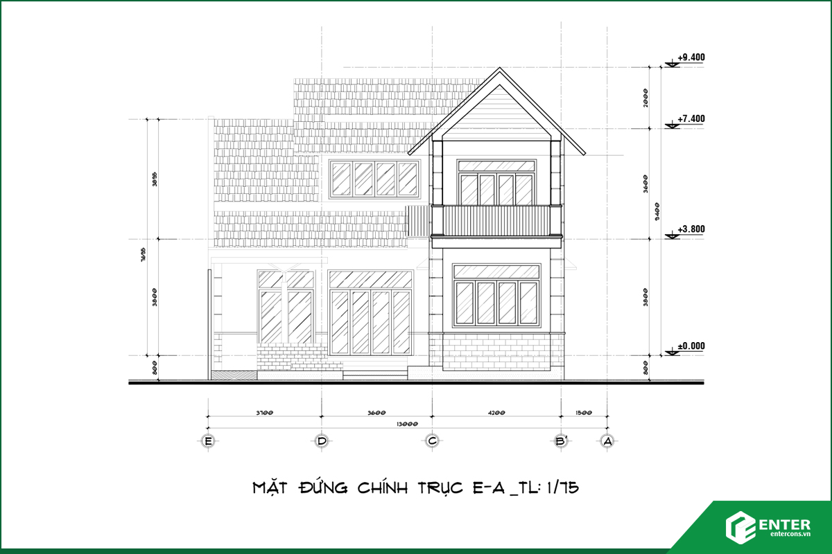 Bản vẽ mặt đứng chính