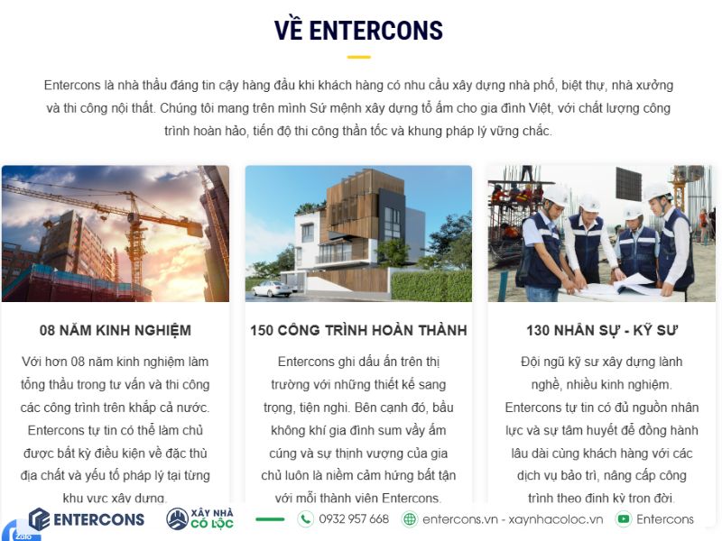 Xây nhà trọn gói cùng Entercons